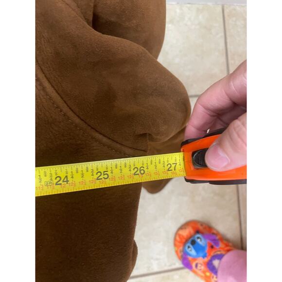 SHEARLING Original LAMBSKIN Sherpa Men's Coat Brown Suede Collar Sz 58 - Picture 9 of 11